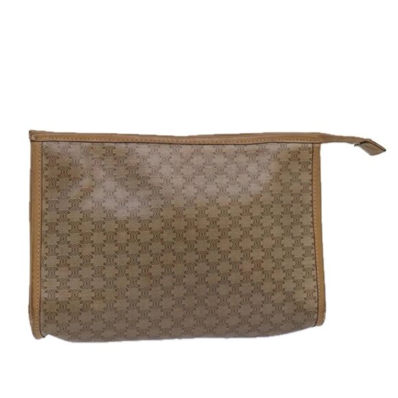 CELINE Macadam Canvas Clutch Bag Beige Auth - Picture 1 of 15